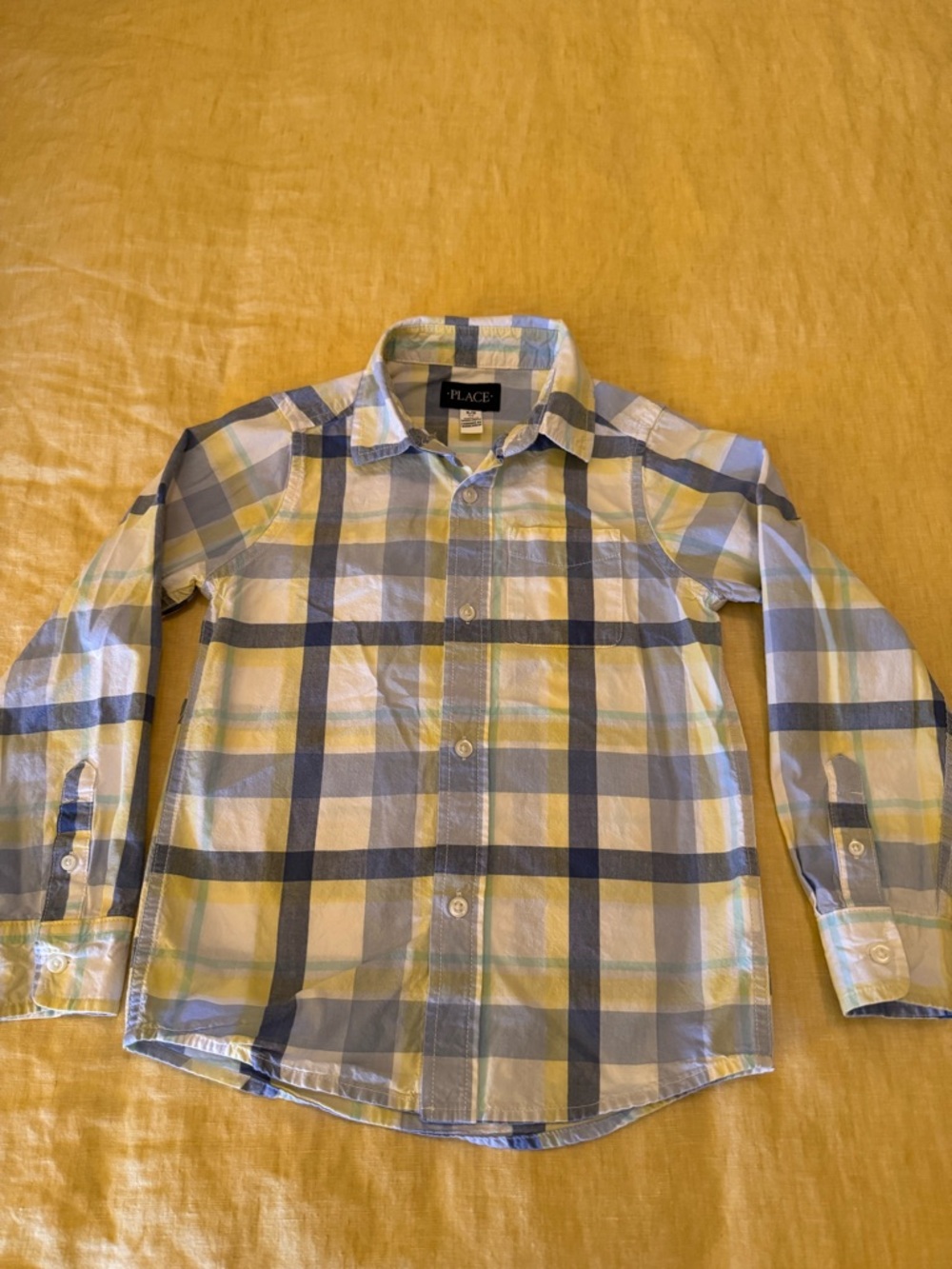The Children's Place Blue, Yellow and White Plaid Button-Down Shirt